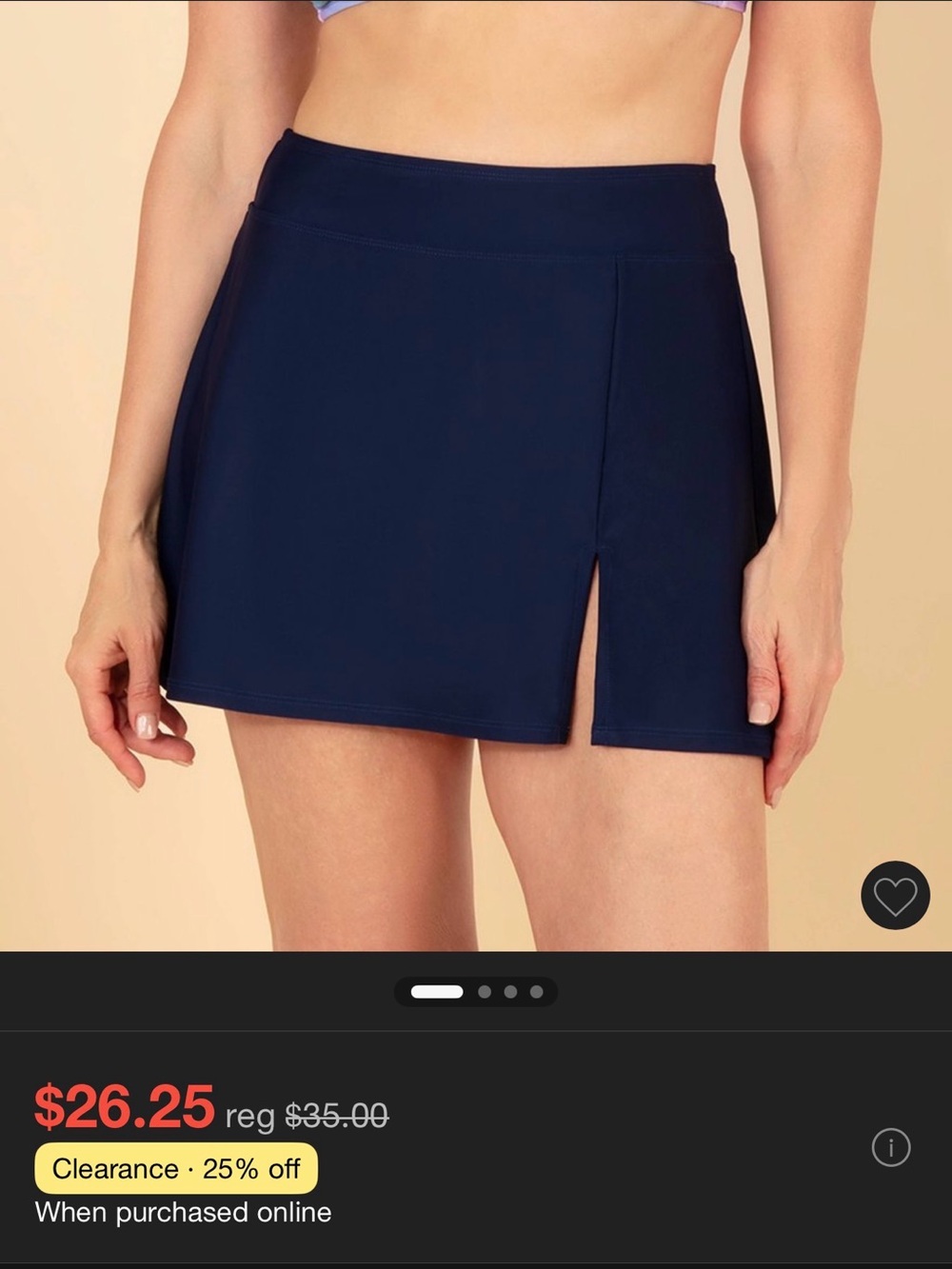 Lands' End Medium Navy Swim Skort with Side Slit